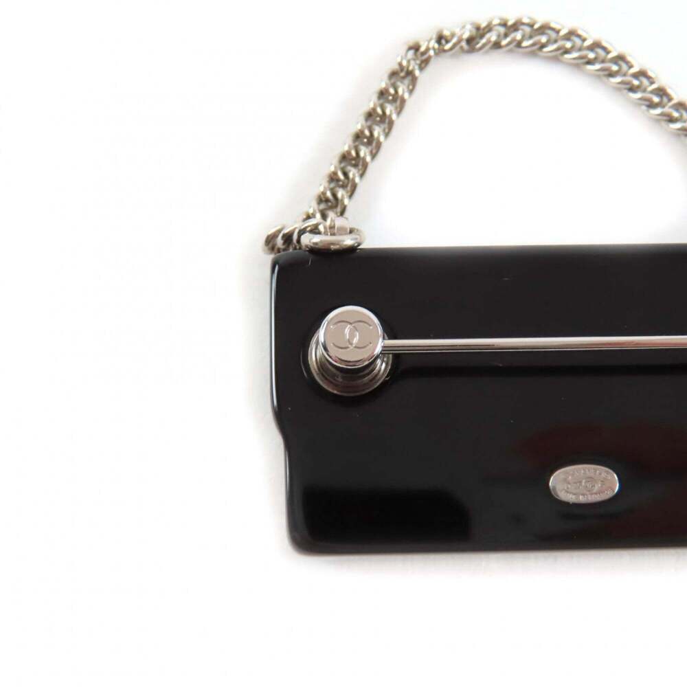 CHANEL Authentic Black Logo Brooch - Picture 7 of 8